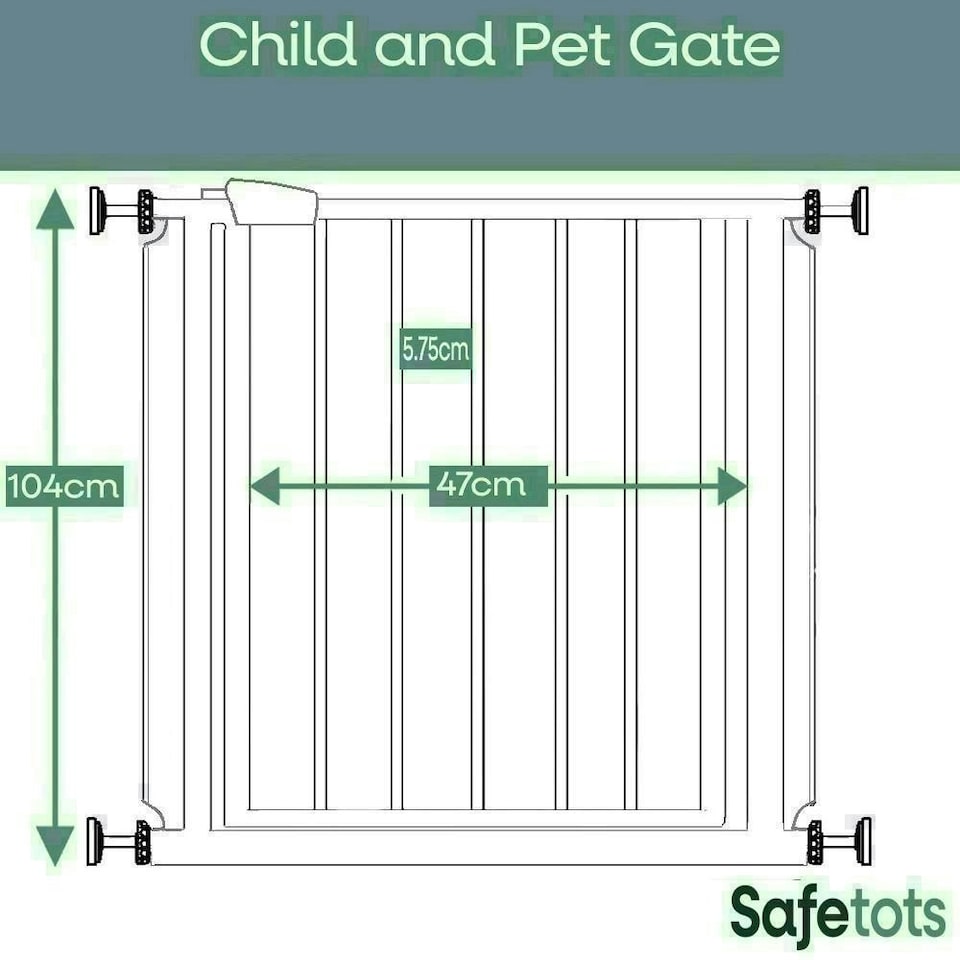 image 1 of Bettacare Child and Pet Gate, 75cm - 83cm, Slate Grey, Extra Tall Gate 104cm in Height, Pressure Fit Stair Gate