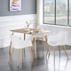 image 6 of Single Eden Modern Dining Chair, Faux Leather Padded Cushion & Solid Wooden Legs White