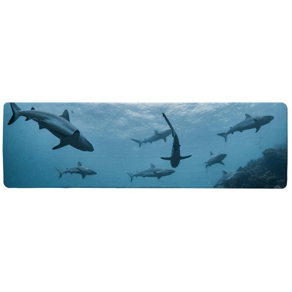 image 1 of Schooling grey reef sharks, Ningaloo reef, Western Australia Designer (Runner Rug)