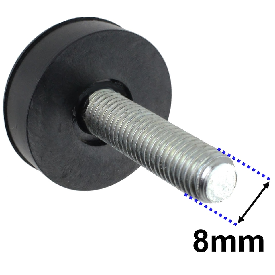 image 1 of SPARES2GO Universal Fridge Freezer Adjustable Screw in Foot (Pack of 4, 8mm Thread)