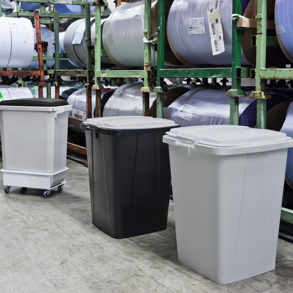image 1 of Durable 90L Waste Bin Black | Strong Square Recycling Bin | DURABIN | Black