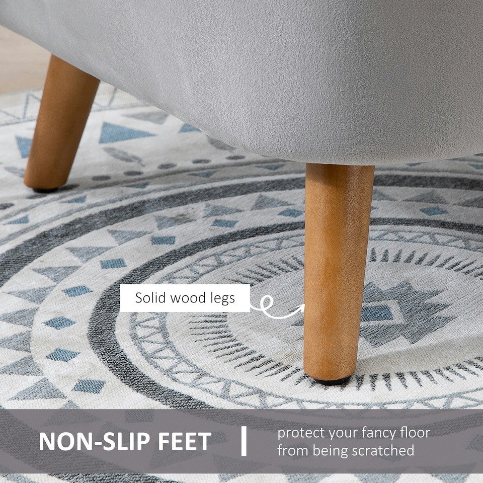 image 1 of HOMCOM Velvet Fabric Single Sofa Accent Chair Solid Wood Leg Upholstered Grey