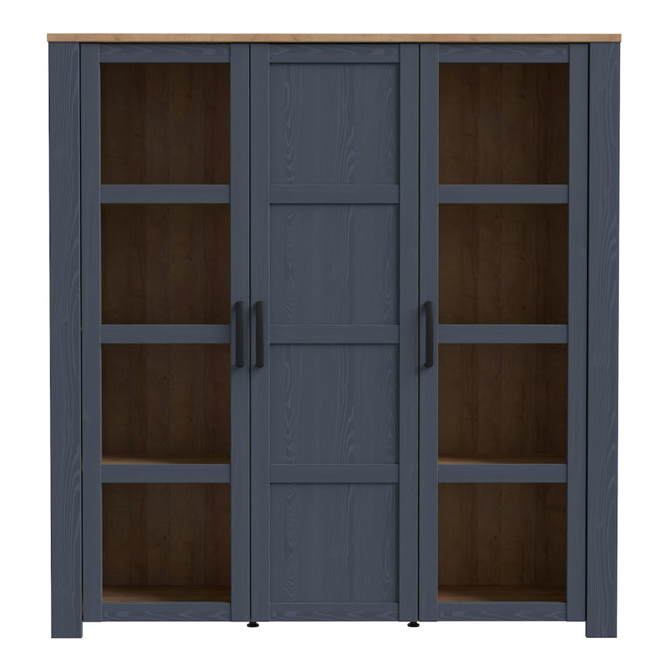 image 1 of Bohol 3 Door Large Display Cabinet in Riviera Oak/Navy