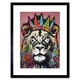 image 1 of Lion Crown King of Jungle Modern Pop 9x7" Black Framed Wall Art Print