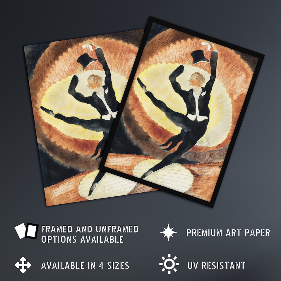 image 1 of Acrobatic Male Dancer with Top Hat Demuth Huge Wall Art Poster Print 24X32"