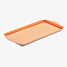 Zeal Melamine Sandwich Serving Tray, Gingham Pattern, 25 x 13cm, Orange