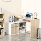 image 1 of HOMCOM L-Shaped Desk, Corner Computer Desk with Storage Drawer, Adjustable Shelf, Cabinet for Home Office and Study, 120 x 92 x 75cm, Oak and White
