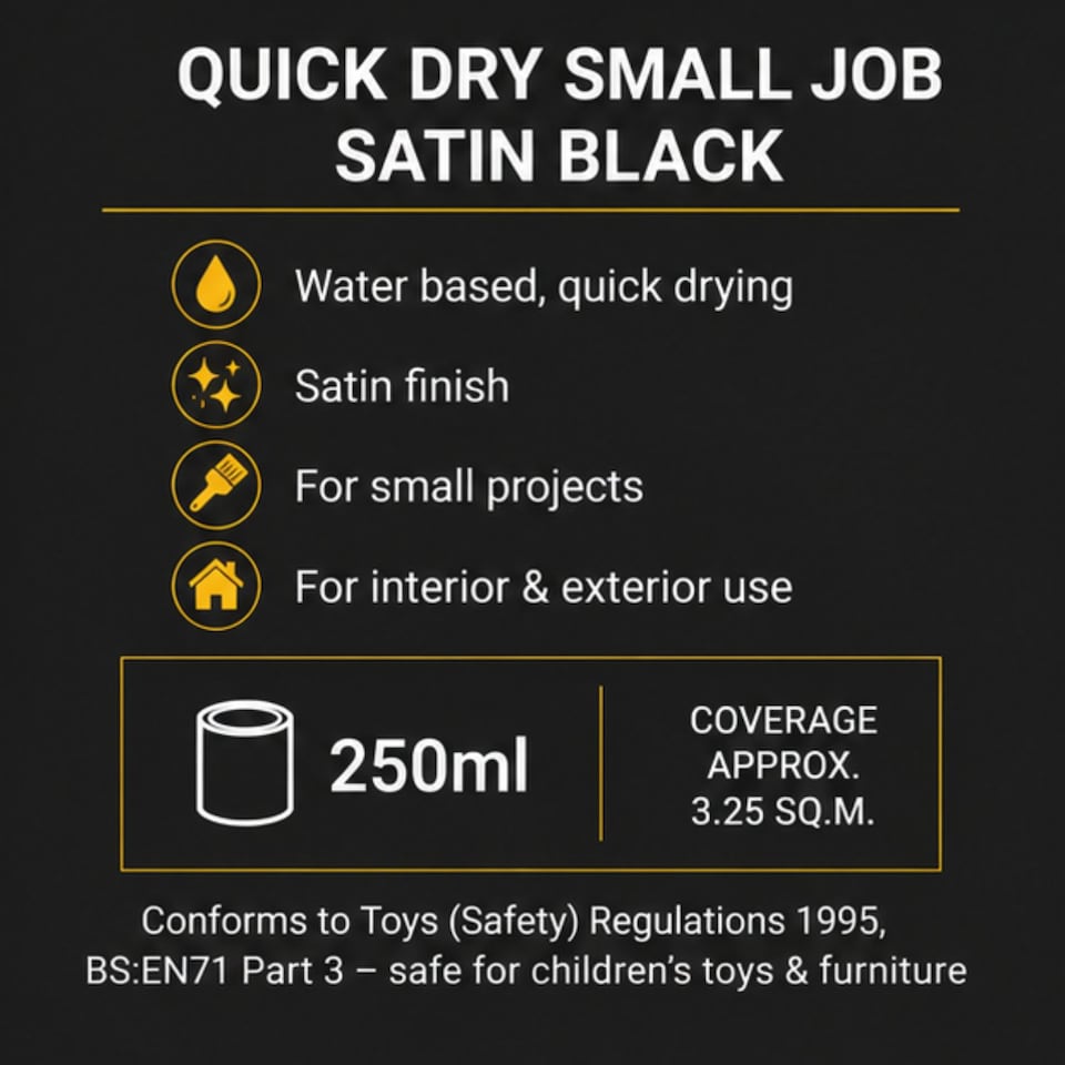 image 1 of Rustins Quick Dry Small Job Satin Paint Black 250ml