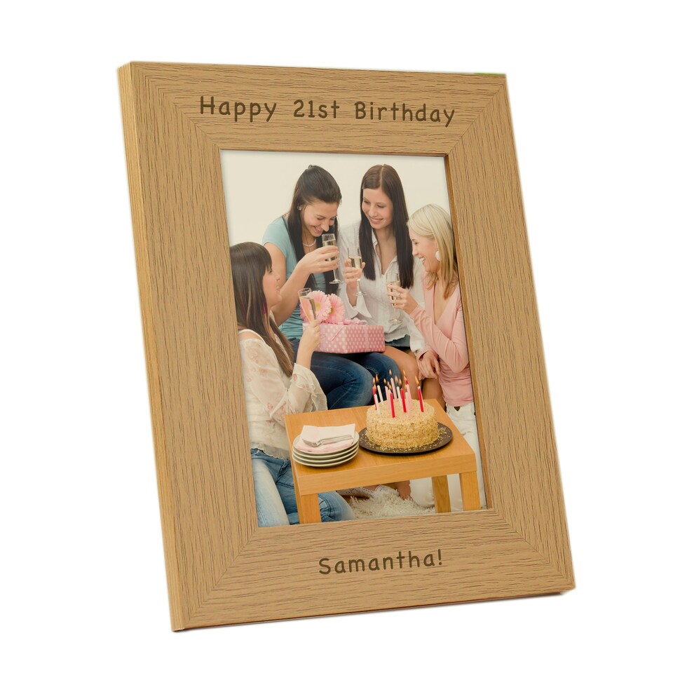 image 1 of Personalised 5x7 Potrait Wooden Photo Frame Brown | One Size