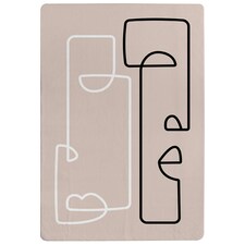 line art of two faces (Rug) Cream | S