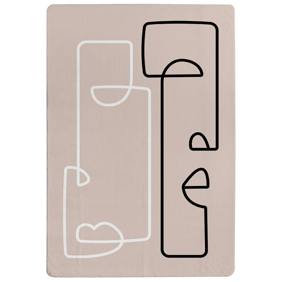 image 1 of line art of two faces (Rug) Cream | S