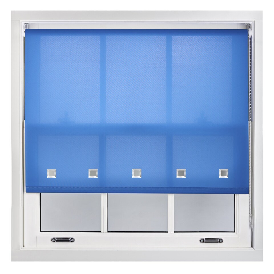 image 1 of FURNISHED Roller Blinds Daylight Square Eyelet Light Filtering Easy Fit Trimmable Window Shade | Blue | Blue