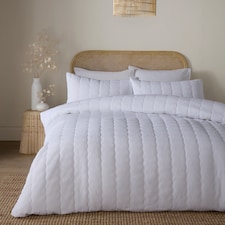 Serene Crinkle Wave Duvet Cover Set White