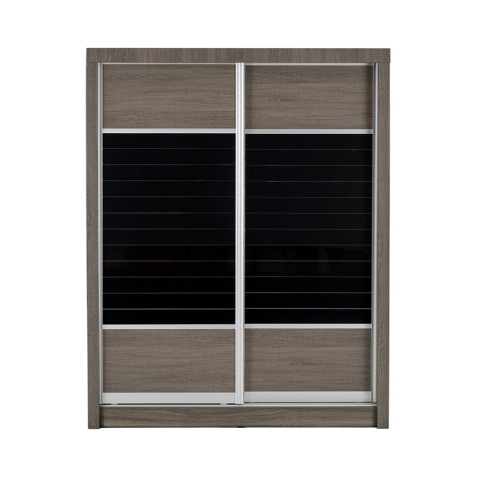 image 1 of Lisbon 2 Door Sliding Wardrobe - L56 x W117.5 x H187.5 cm - Black Wood Grain Black