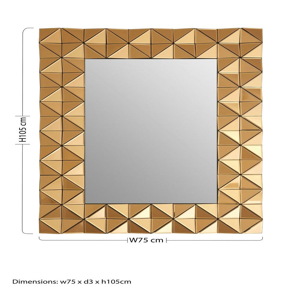 image 1 of Interiors by Premier Luxurious Geomatric Copper Wall Mirror, Sunburst Design Wall Mirror For Bedroom, Indoor Accent Mirror Gold