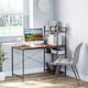 image 2 of HOMCOM Computer Desk Laptop Table w/4-tier Bookshelf  Metal Frame Walnut, Black