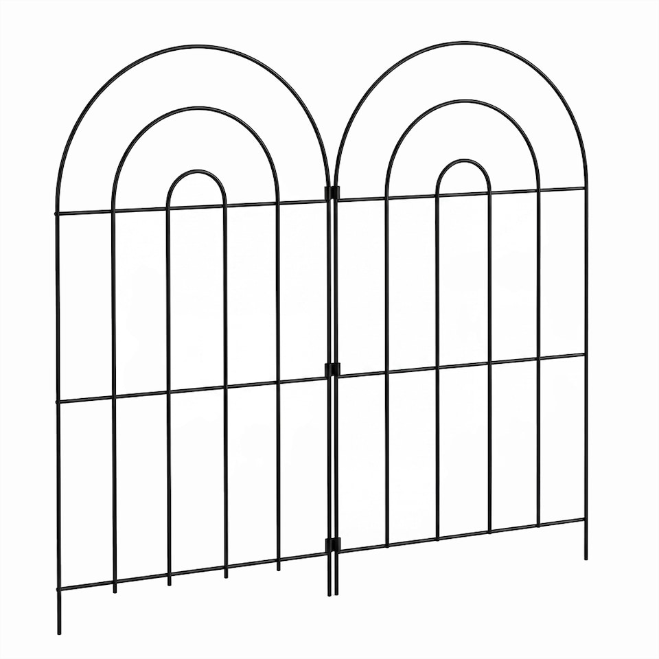 image 1 of Mountview Garden Fence 10pc Metal Dog Fence Picket Fence Black Steel