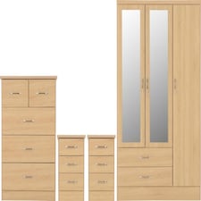 Nevada 3 Door Wardrobe 4 Piece Bedroom Set Brown | Sonoma Oak