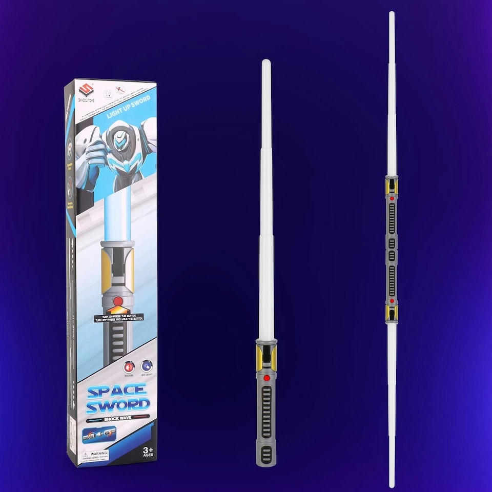 image 1 of Space Sword Telescopic Light-Up Toy - 7-Color LED, Sound Effects, Mute Mode & 60-Inch Extendable Role-Play Toy for Kids Ages 3plus