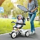 image 2 of HOMCOM 6 in 1 Kids Tricycle w/ Removable Handle for 1.5+ year, Blue