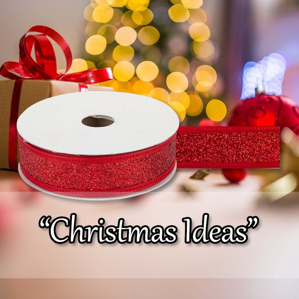 image 1 of PMS Christmas Ribbon Garland Decoration 4cm x 10cm Red - 1 Pack