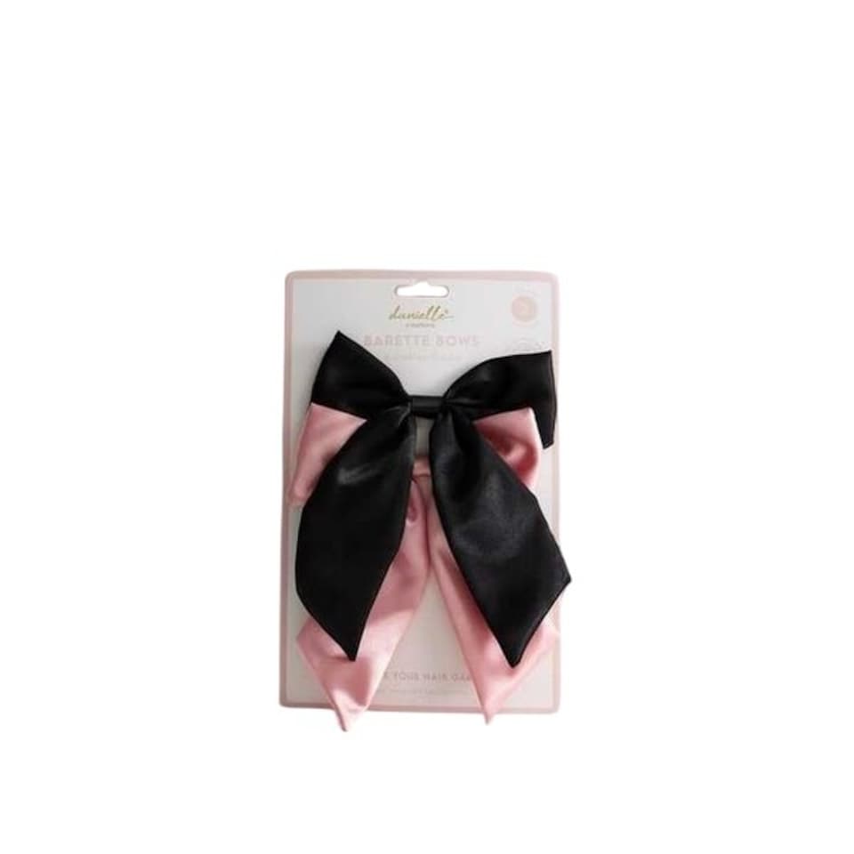 image 1 of Danielle Creations Large Bow Barette Clips Pink / Black Set | Black | Pink | 2