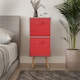image 3 of Grey 2-Tier 2-Drawer Cube Shelving Unit with Scandinavian Legs | Red | Red & Beech | 1