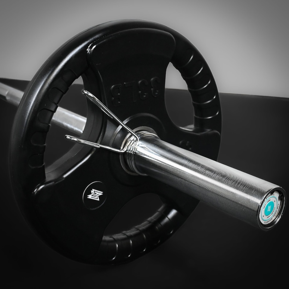 image 1 of GYM SETS Tri Grip Olympic Weight Plates- (2x 25kg (50kg) / With 4ft Barbell + Clips)