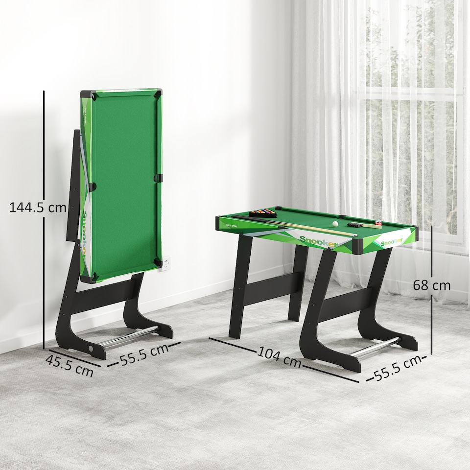 image 1 of SPORTNOW 104cm Folding Pool Table with Cues, Balls, Chalk, Triangle, Brush