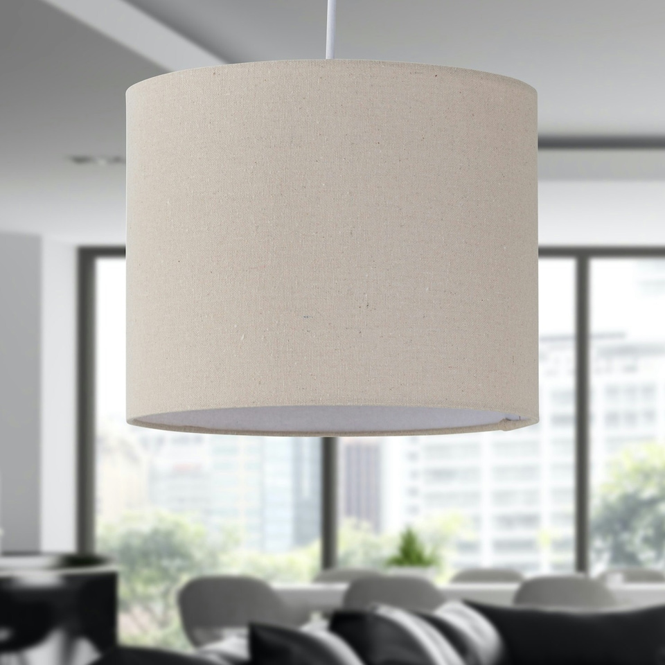 image 1 of First Choice Lighting Natural Linen 25cm Pendant Lightshade Brown