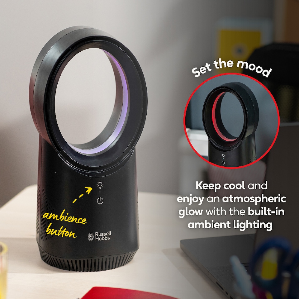 image 1 of Russell Hobbs RHBLDLUSB25B Compact Wireless Desk Fan in Black