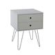 image 5 of Options Telford 2 Drawer Bedside Cabinet - Contemporary Painted Nightstand with Metal Hairpin Legs | Grey | Grey | One Size | 1
