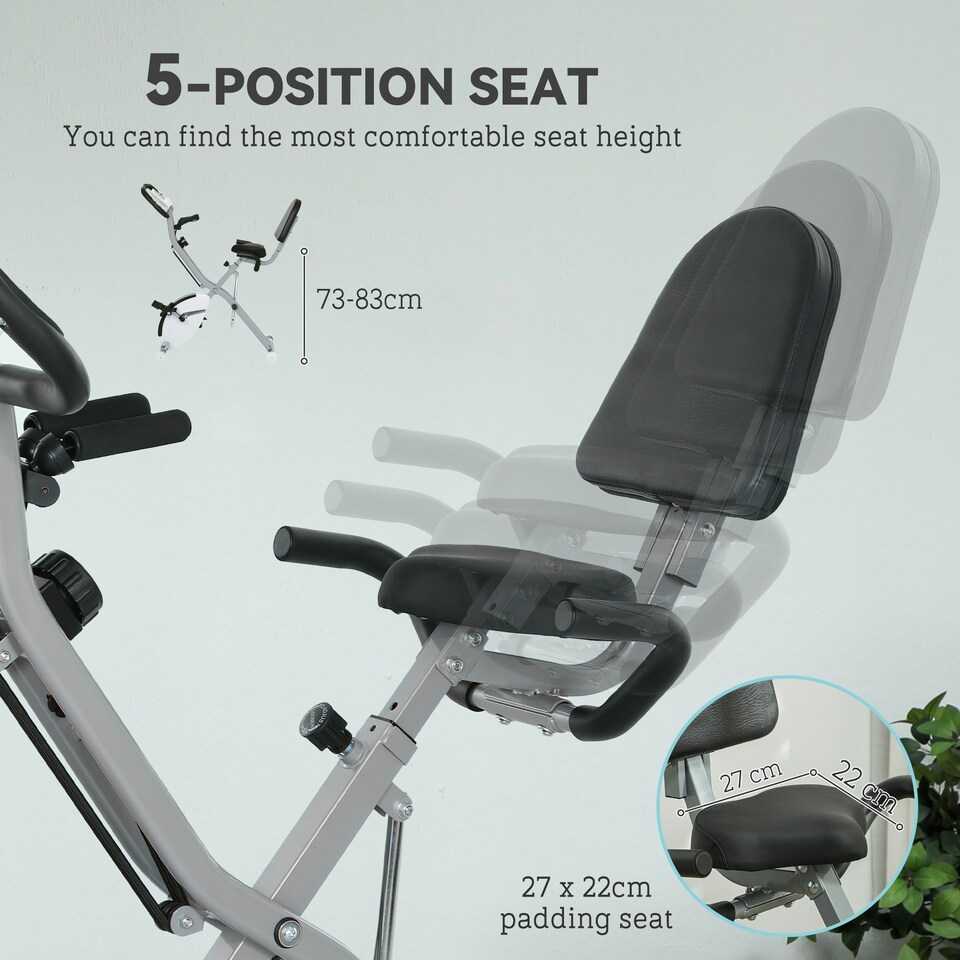image 1 of SPORTNOW Folding Exercise Bike with Arm Bands and Hand Pulse Sensor, White