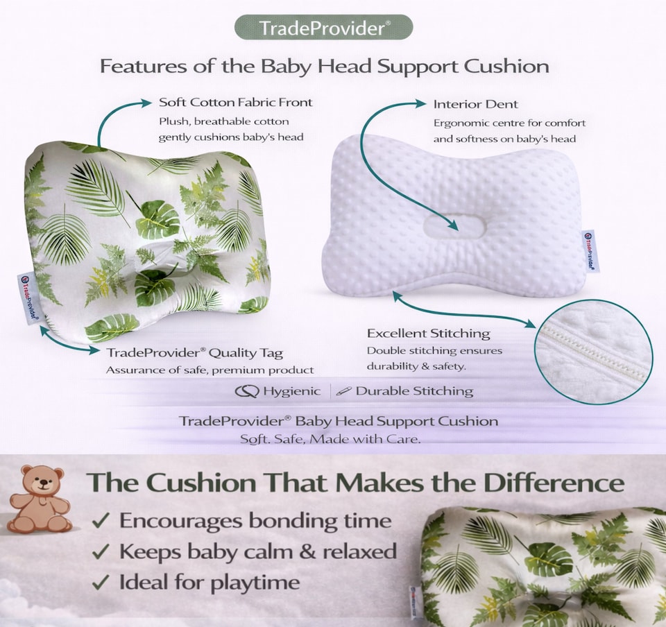image 1 of TradeProvider® Baby Head Support Cushion for Pram, Pushchair, Stroller, Newborn Travel Headrest  (2 pack)- Tropical Breeze Collection