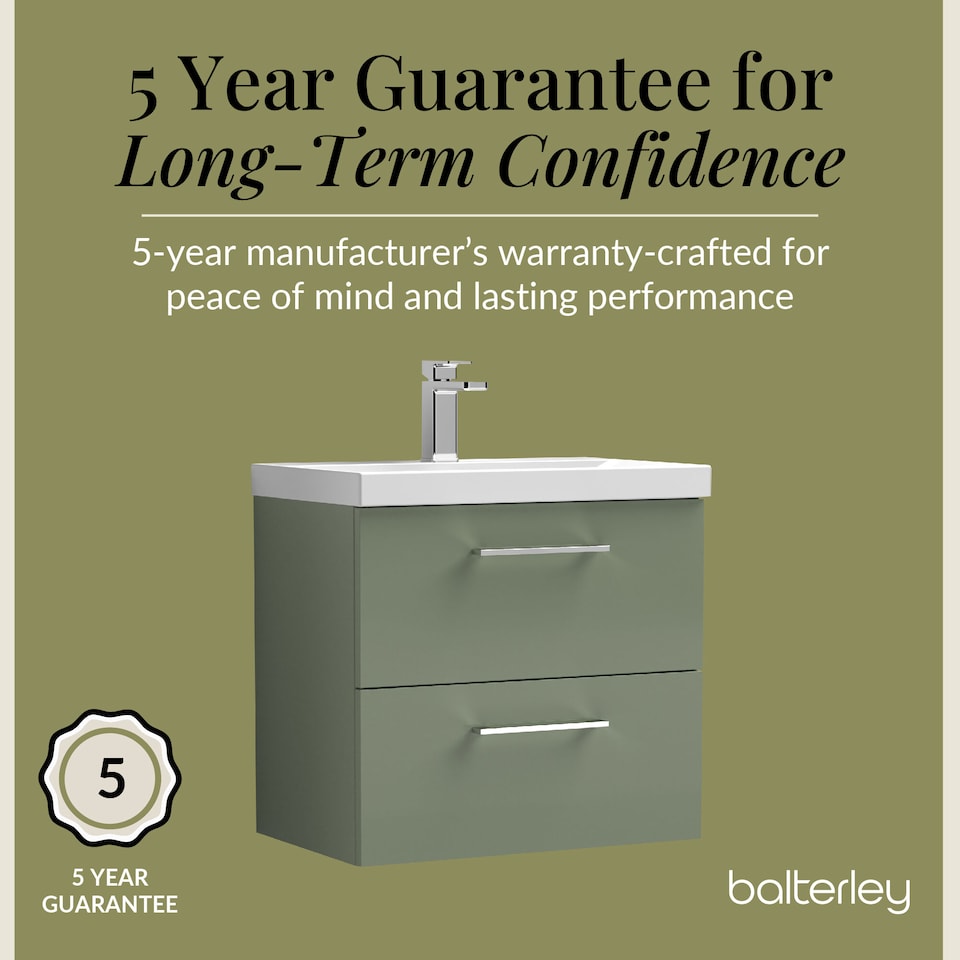 image 1 of Bathroom Wall Hung 2 Soft Close Drawer Vanity Unit, Satin Green, 610mm | Green | Satin Green | 579 x 610 x 390mm