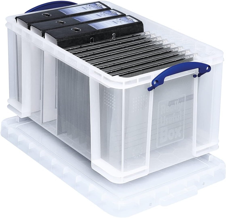 image 1 of Really Useful Plastic Storage Box 48 Litre CLEAR Pack of 3
