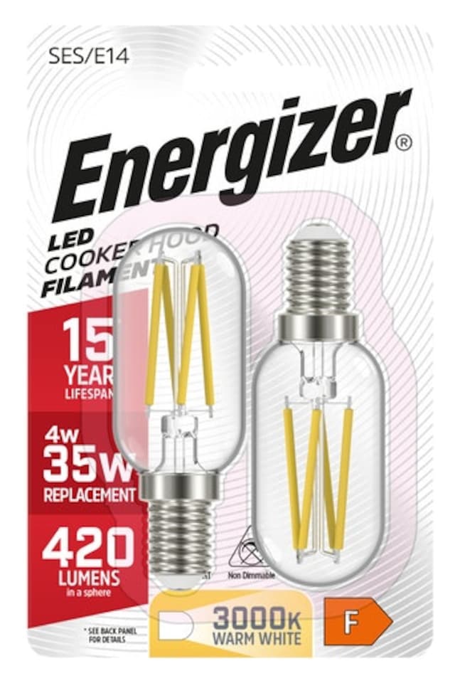 image 1 of Energizer LED Filament Cookerhood E14 420lm 4W 3000K (Warm White) - Pack of 2