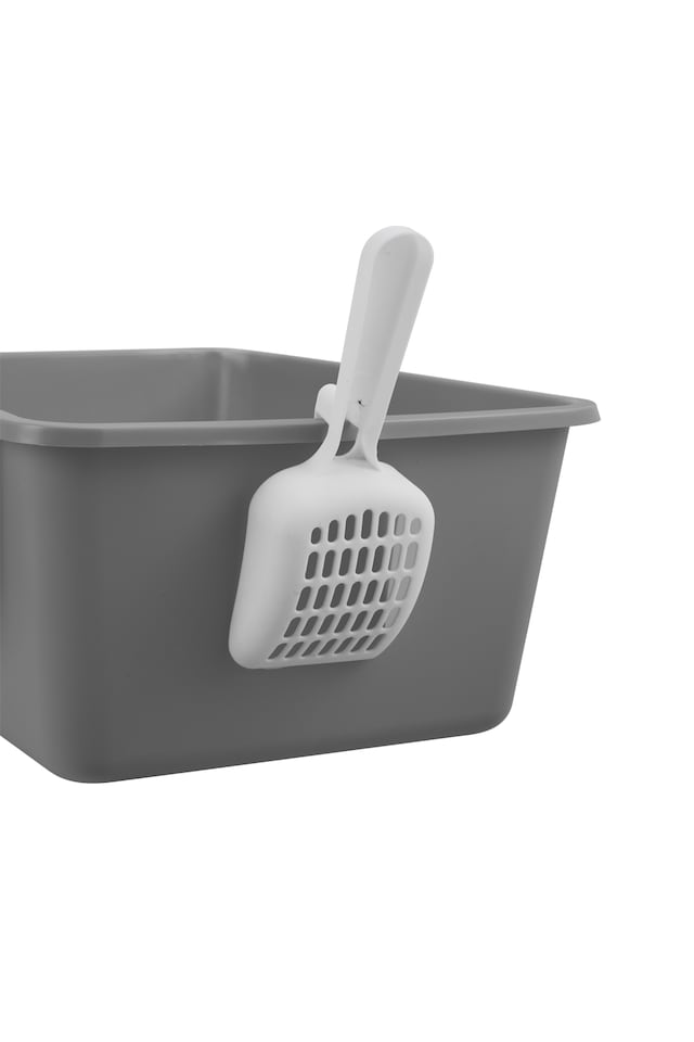 image 1 of Living and Home Open Top Cat Litter Box with Cat Litter Mat | Grey