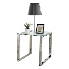 Furniturebox Miami Modern Clear Glass And Chrome Metal Side End Table