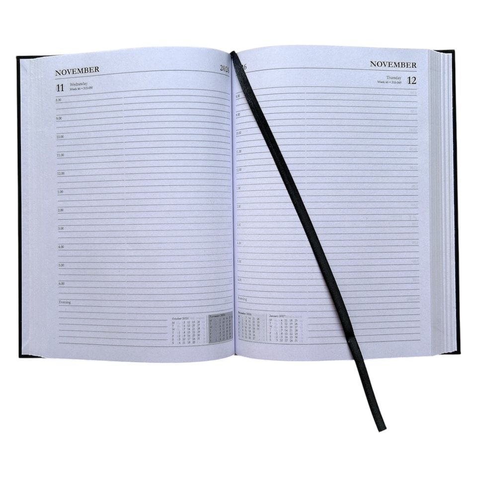 image 1 of Janrax 2026-2027 A5 Day Per Page Black Academic Diary