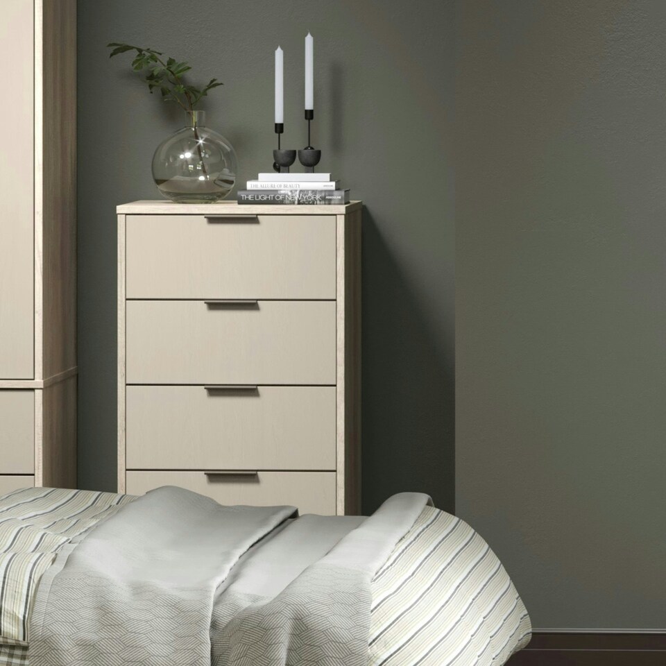 image 1 of Augusta Driftwood, 4 Drawer Narrow Chest Of Drawers Cream