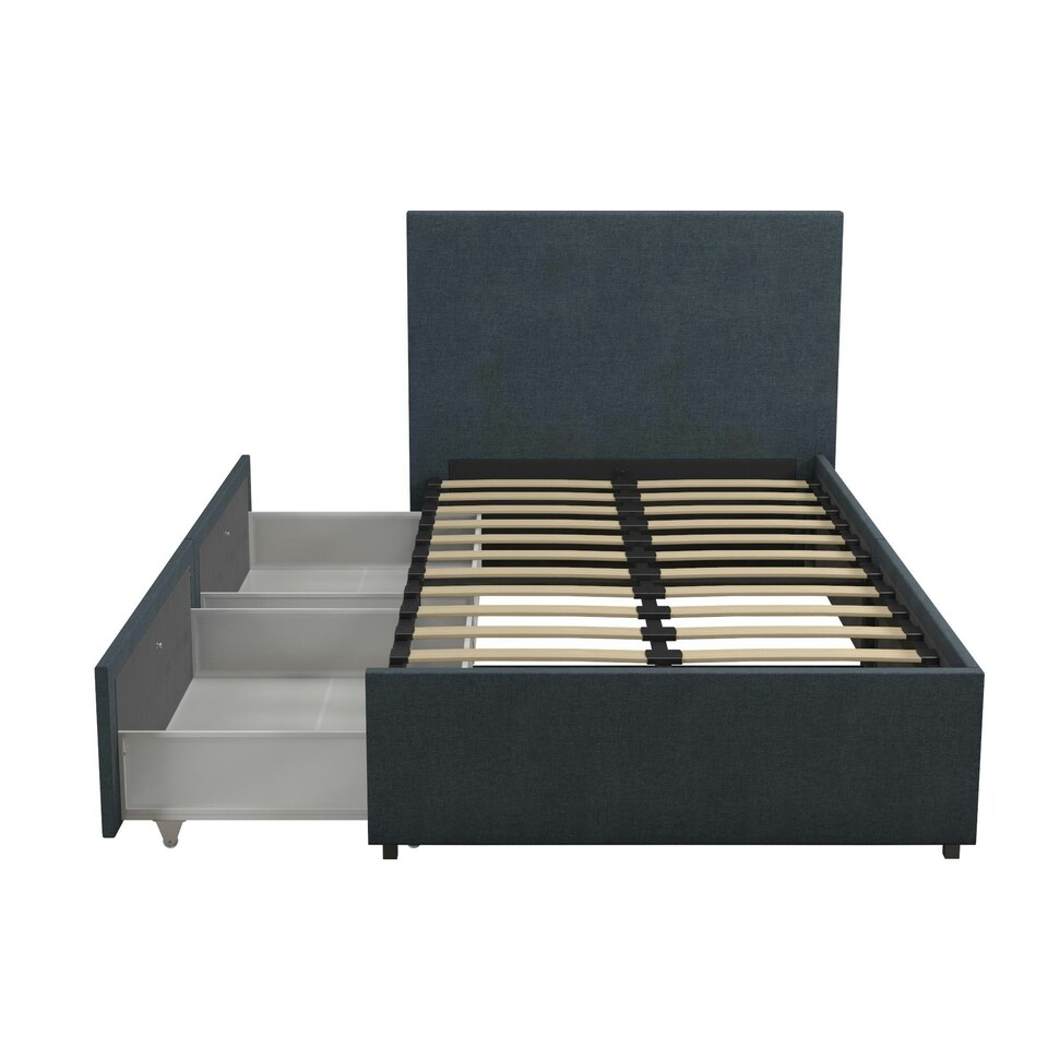 image 1 of Kelly Bed with Storage Fabric Navy, Single