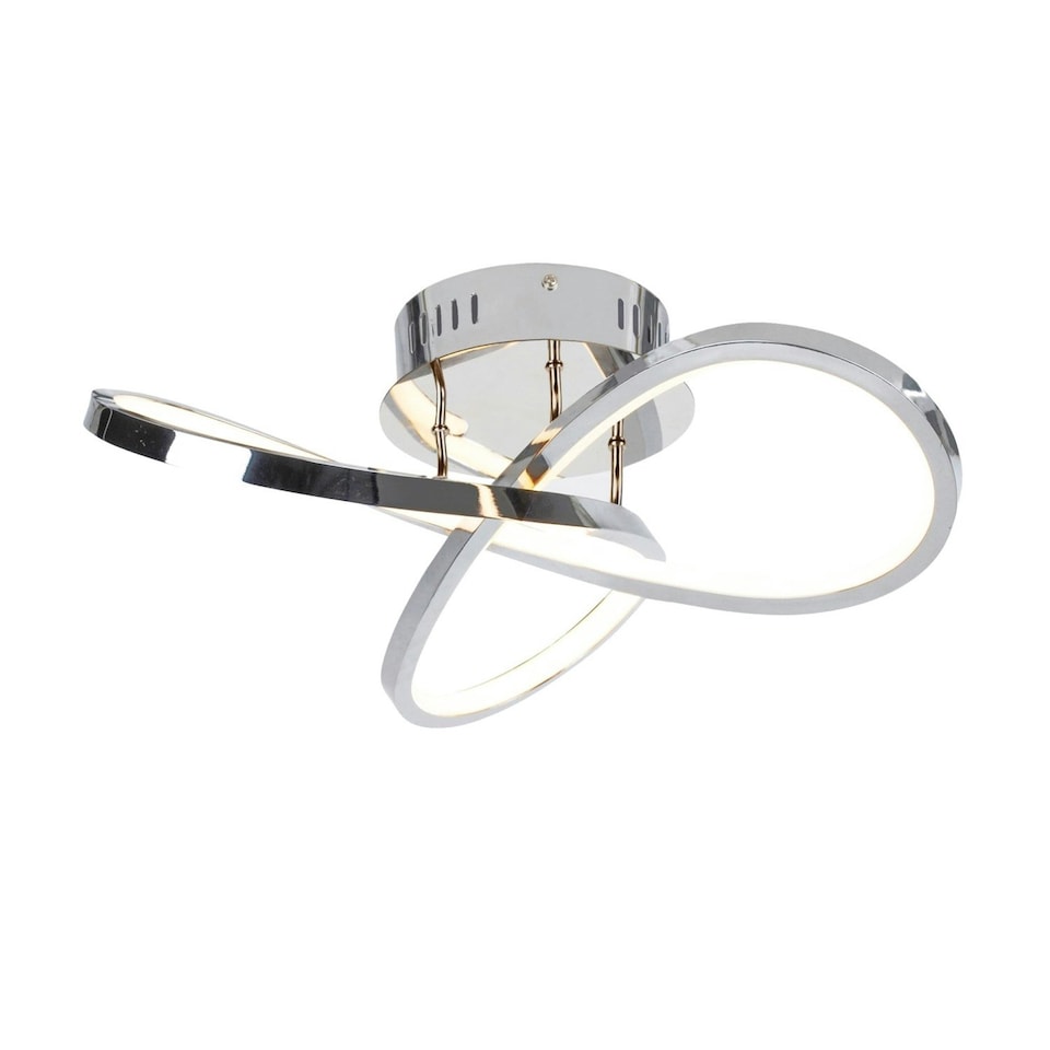 image 1 of First Choice Lighting Set of 2 Polished Chrome LED Loop Flush Fittings Chrome
