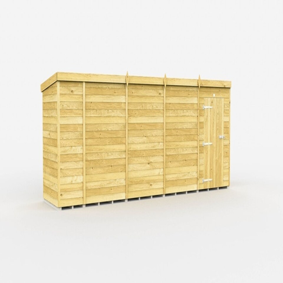 image 1 of 17 x 4 Feet Pent Shed - Single Door Without Windows - Wood - L118 x W492 x H201 cm Brown