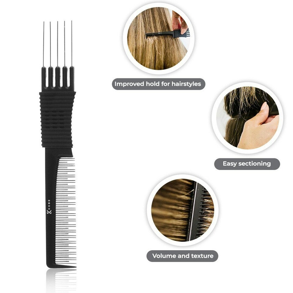 image 1 of Kobe Carbon Metal Prong Comb