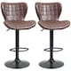 image 1 of HOMCOM Bar Stools Set of 2 Adjustable Height Swivel Bar Chairs in PU Leather with Backrest & Footrest, Brown