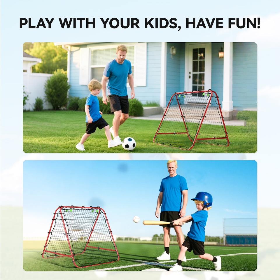 image 1 of HOMCOM Rebounder Net Football Target Goal with Adjustable Angles, Red