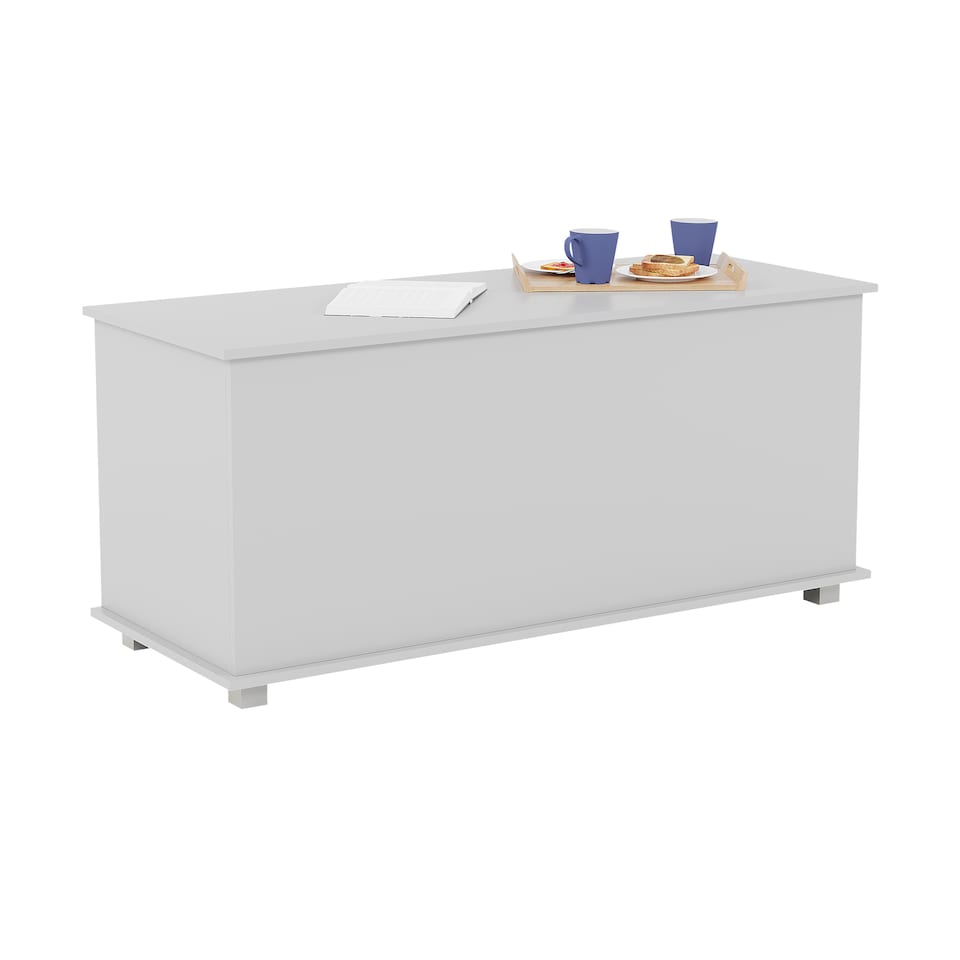 image 1 of Vida Designs Leon Storage Ottoman Bedroom Hallway Chest Bench, White | White | White