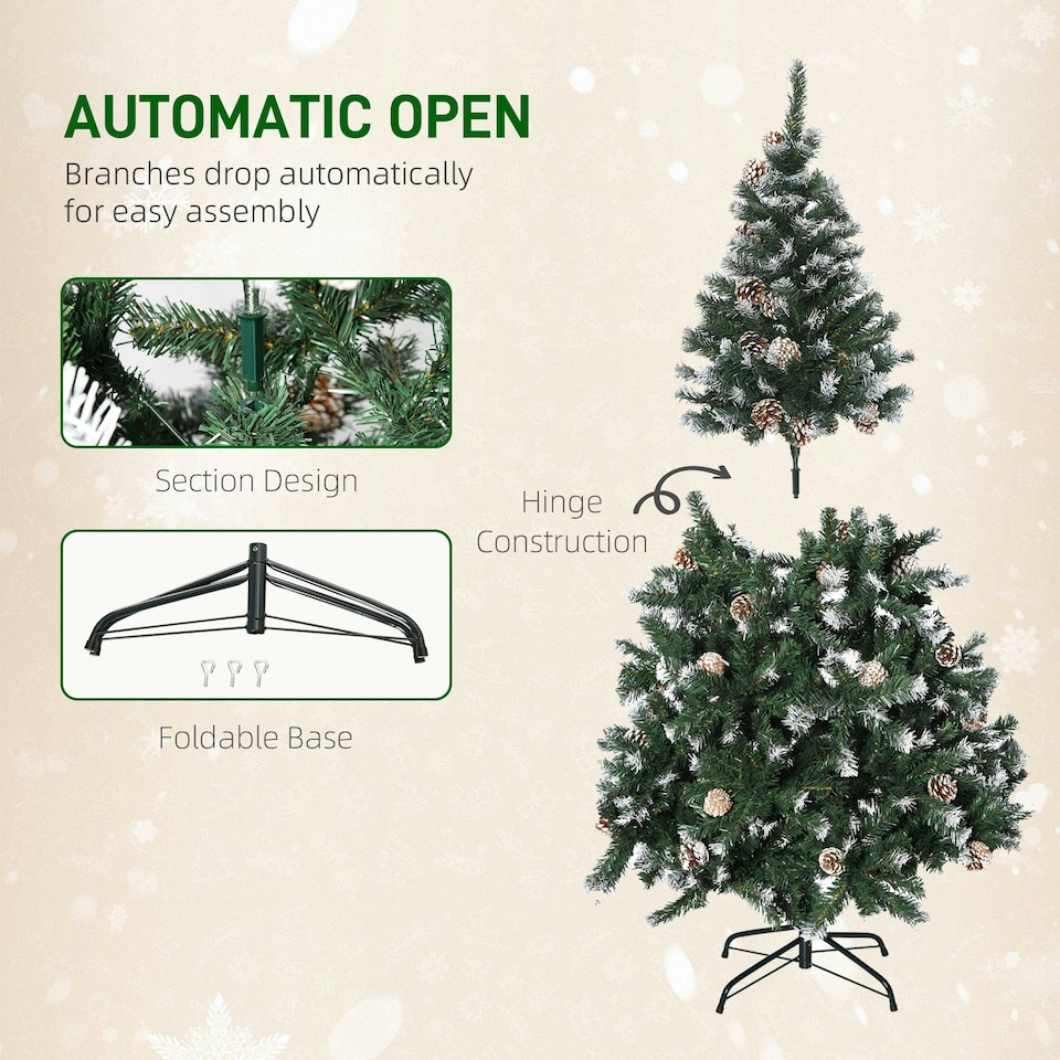 image 1 of HOMCOM 5FT Artificial Christmas Tree Xmas Indoor Decoration, Automatic Open