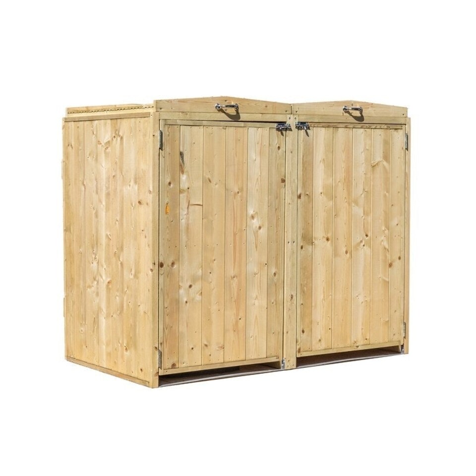 image 1 of Pressure Treated Premium Double Bin Store - Timber - L80 x W142 x H117 cm - Brown Brown